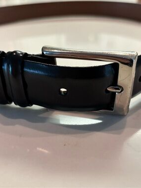 Allen Edmonds Midland Avenue Black Leather Belt with Silver Brass Buckle 95/38